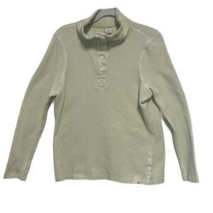 Life Integrity Earth Women's Green White Striped 3/4 Button Opening Shirt Tip